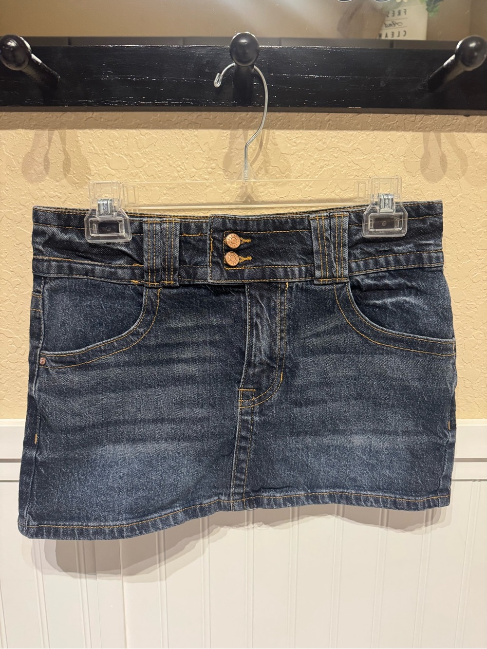 Altar'd State Dark Indigo Denim with Gold Stitching